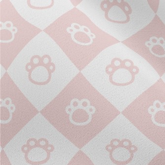 Pink Cute Cat Paw Plaid Chiffon