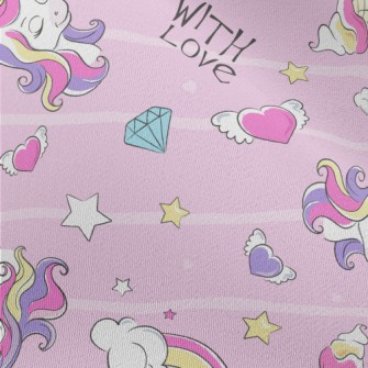 Pink Girl&#39;s Unicorn World Chiffon