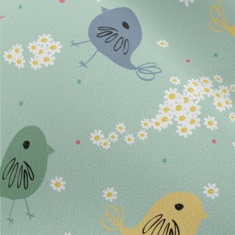Hand Drawn Exotic Birds And Fl Chiffon
