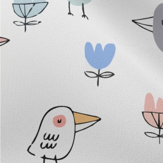 Funny And Cute Birds Chiffon