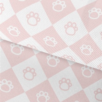 Pink Cute Cat Paw Plaid Waterproof Oxford
