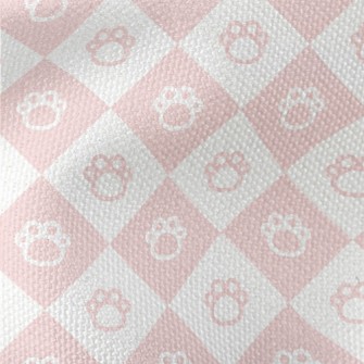 Pink Cute Cat Paw Plaid Waterproof Canvas