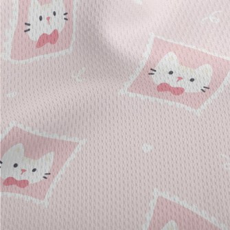 Cute Pink Cat Stamp Athletic Mesh Flat Back