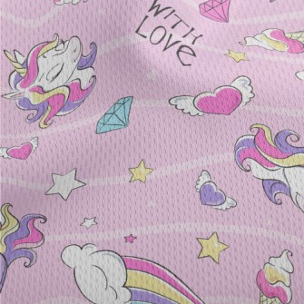 Pink Girl&#39;s Unicorn World Athletic Mesh Flat Back