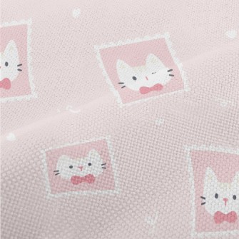 Cute Pink Cat Stamp Performance Linen
