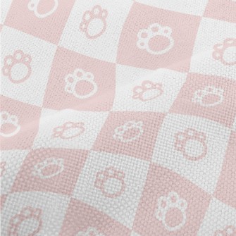 Pink Cute Cat Paw Plaid Performance Linen