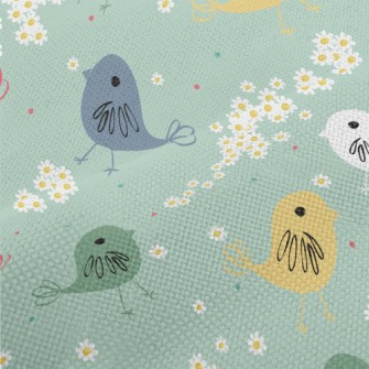 Hand Drawn Exotic Birds And Fl Performance Linen