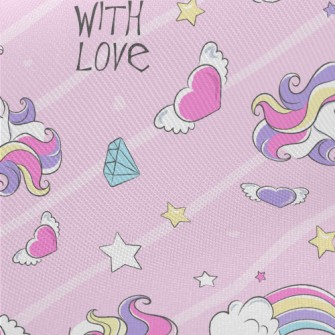 Pink Girl&#39;s Unicorn World Twill
