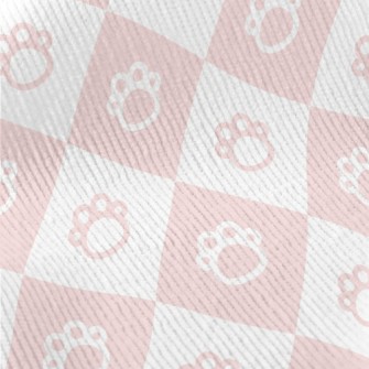 Pink Cute Cat Paw Plaid Standard Corduroy