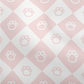 Pink Cute Cat Paw Plaid Dobby