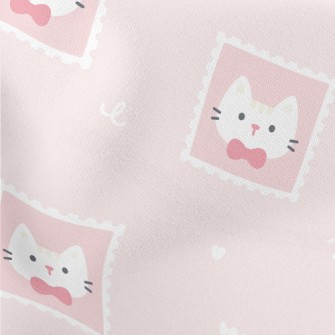 Cute Pink Cat Stamp Stretch Ponte