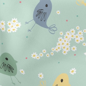 Hand Drawn Exotic Birds And Fl Stretch Ponte