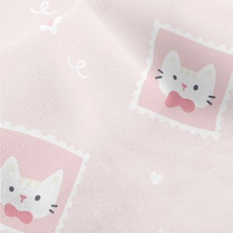 Cute Pink Cat Stamp Micro Fleece