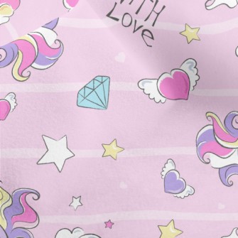 Pink Girl&#39;s Unicorn World Micro Fleece