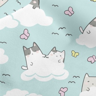 Cat In The White Clouds Micro Fleece