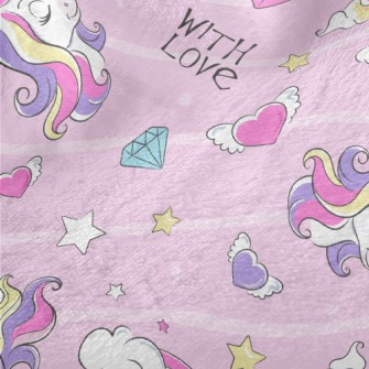 Pink Girl&#39;s Unicorn World Minky