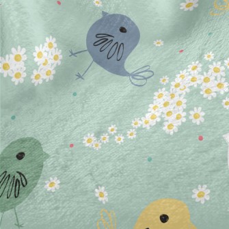 Hand Drawn Exotic Birds And Fl Minky