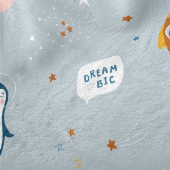 Penguins Floating In Space Minky