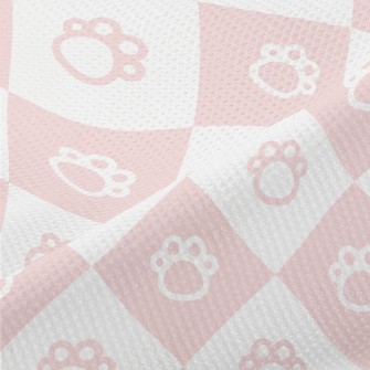Pink Cute Cat Paw Plaid Piqué