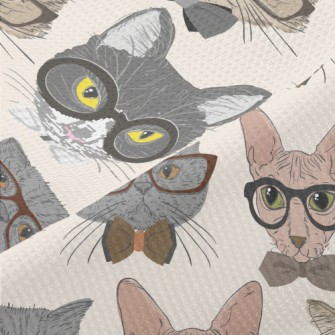Cats Wearing Glasses Piqué
