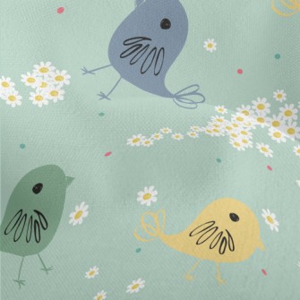 Hand Drawn Exotic Birds And Fl Lightweight Performance Linen