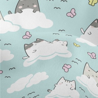 Cat In The White Clouds Lightweight Performance Linen