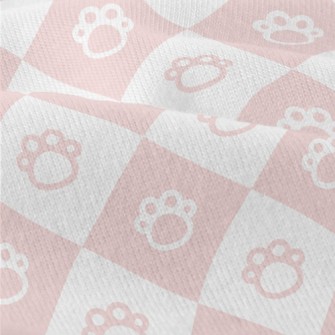 Pink Cute Cat Paw Plaid Modern Jersey