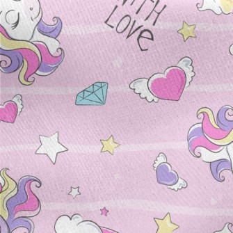 Pink Girl&#39;s Unicorn World Jersey Backed Fleece