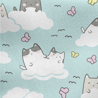 Cat In The White Clouds Jersey Backed Fleece