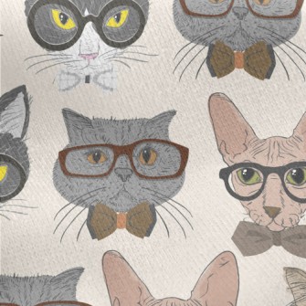 Cats Wearing Glasses Jersey Backed Fleece