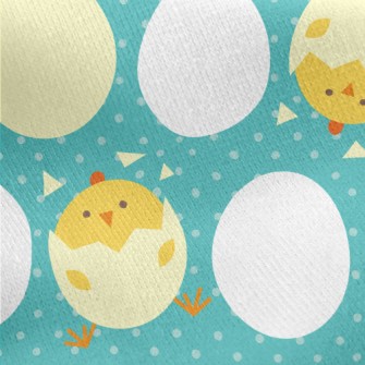 Round Egg Shape And Chick Jersey Backed Fleece