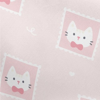 Cute Pink Cat Stamp Pongee