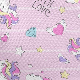 Pink Girl&#39;s Unicorn World Pongee