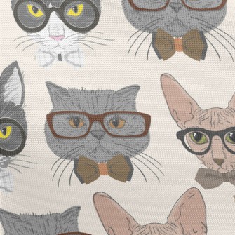 Cats Wearing Glasses Pongee