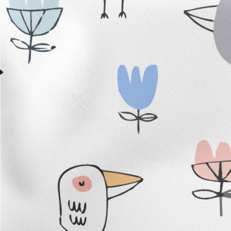 Funny And Cute Birds Lightweight Cotton Poplin