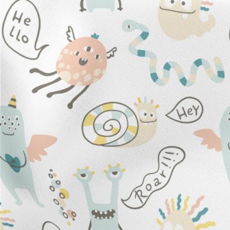 Cute And Funny Monsters Lightweight Cotton Poplin