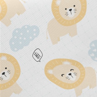 Cute And Silly Lion Midweight Cotton Poplin