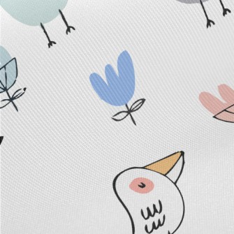 Funny And Cute Birds Midweight Cotton Poplin
