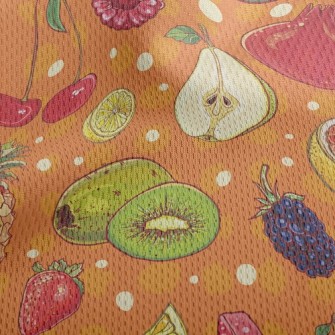Colorful Juicy Fruits Athletic Mesh Flat Back