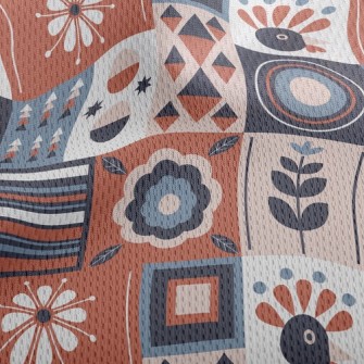 Geometric Patchwork Flowers Athletic Mesh Flat Back