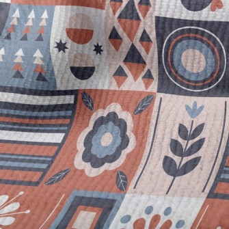 Geometric Patchwork Flowers Terry