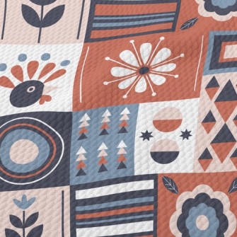 Geometric Patchwork Flowers Birdseye Piqué