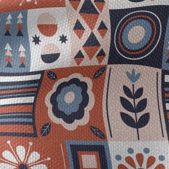 Geometric Patchwork Flowers Waterproof Canvas