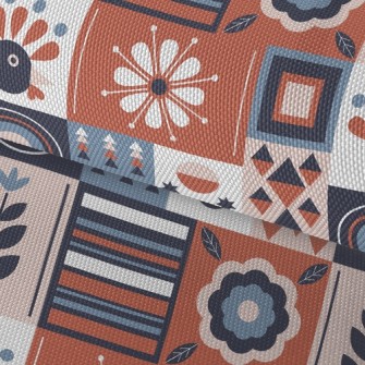 Geometric Patchwork Flowers Waterproof Oxford