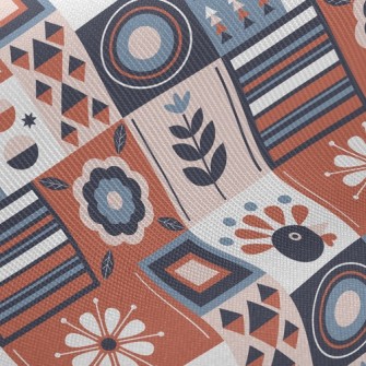 Geometric Patchwork Flowers Twill