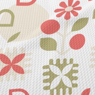 Geometric Lively Flowers Birdseye Piqué