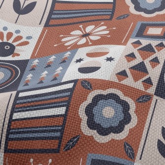 Geometric Patchwork Flowers Performance Linen