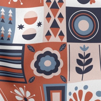 Geometric Patchwork Flowers Stretch Ponte