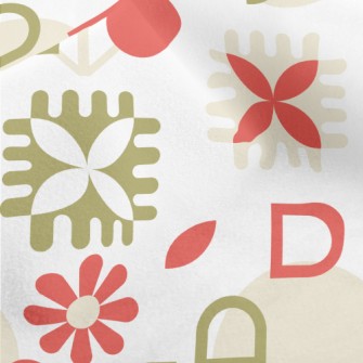 Geometric Lively Flowers Micro Fleece