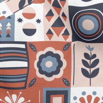 Geometric Patchwork Flowers Micro Fleece